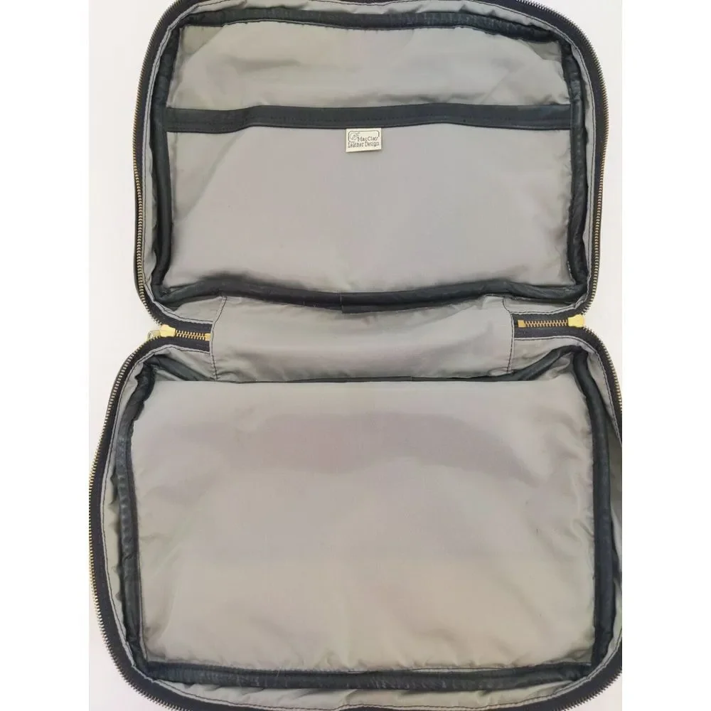MacClay Leather Design Black Leather Laptop Briefcase Tote Bag‎ Attache